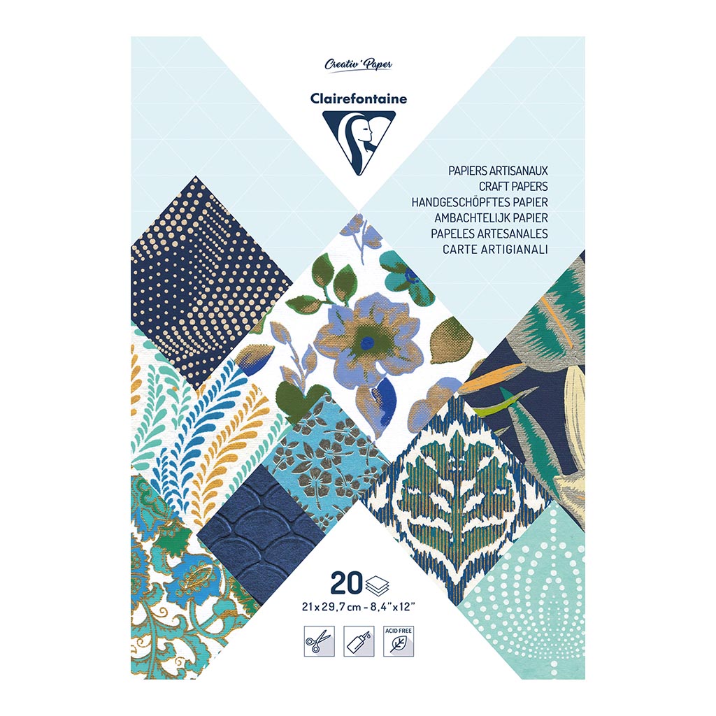 Clairefontaine Artisan Paper Pad Blues A4 20sh