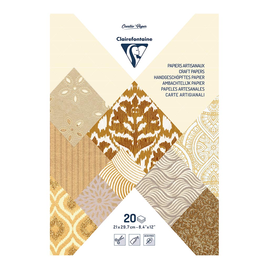Clairefontaine Artisan Paper Pad Ivory-Brown A4 20sh