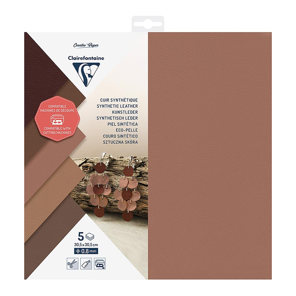 Clairefontaine Cutting Paper Synthetic Leather 30.5x30.5cm, Pack of 5