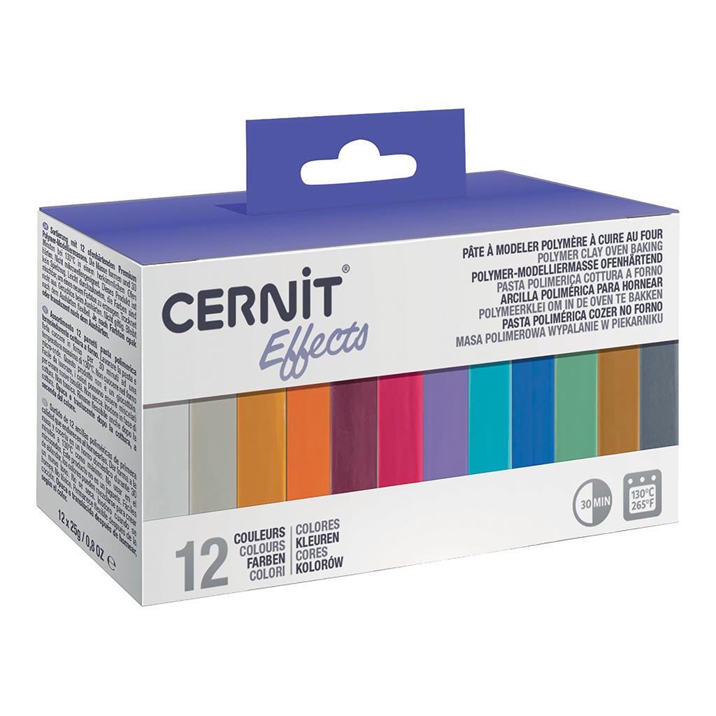 Cernit Polymer Clay Mini Blocks 25g Effects, Pack of 12