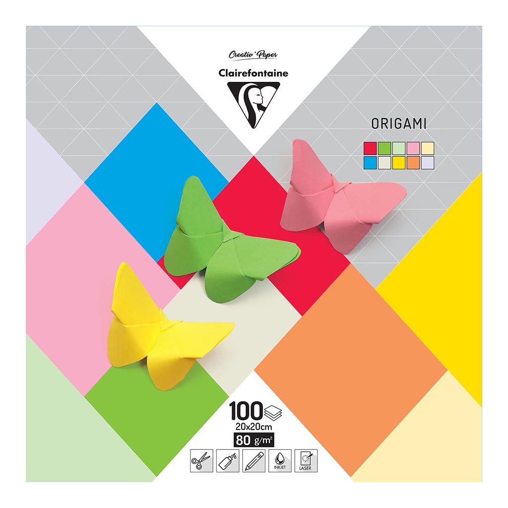 Clairefontaine Origami Paper 10 Brights 20x20cm 100sh