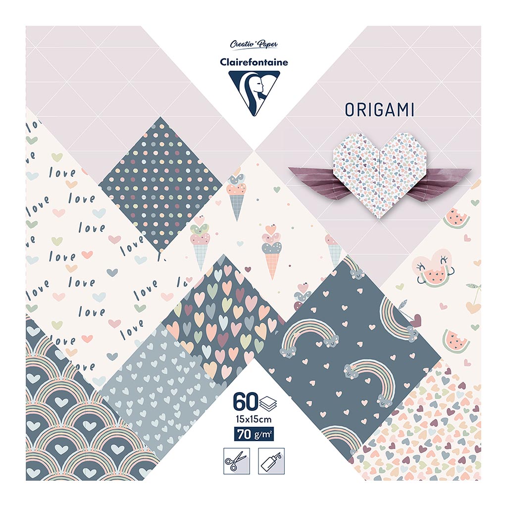 Clairefontaine Origami Paper Little Love 15x15cm 60sh