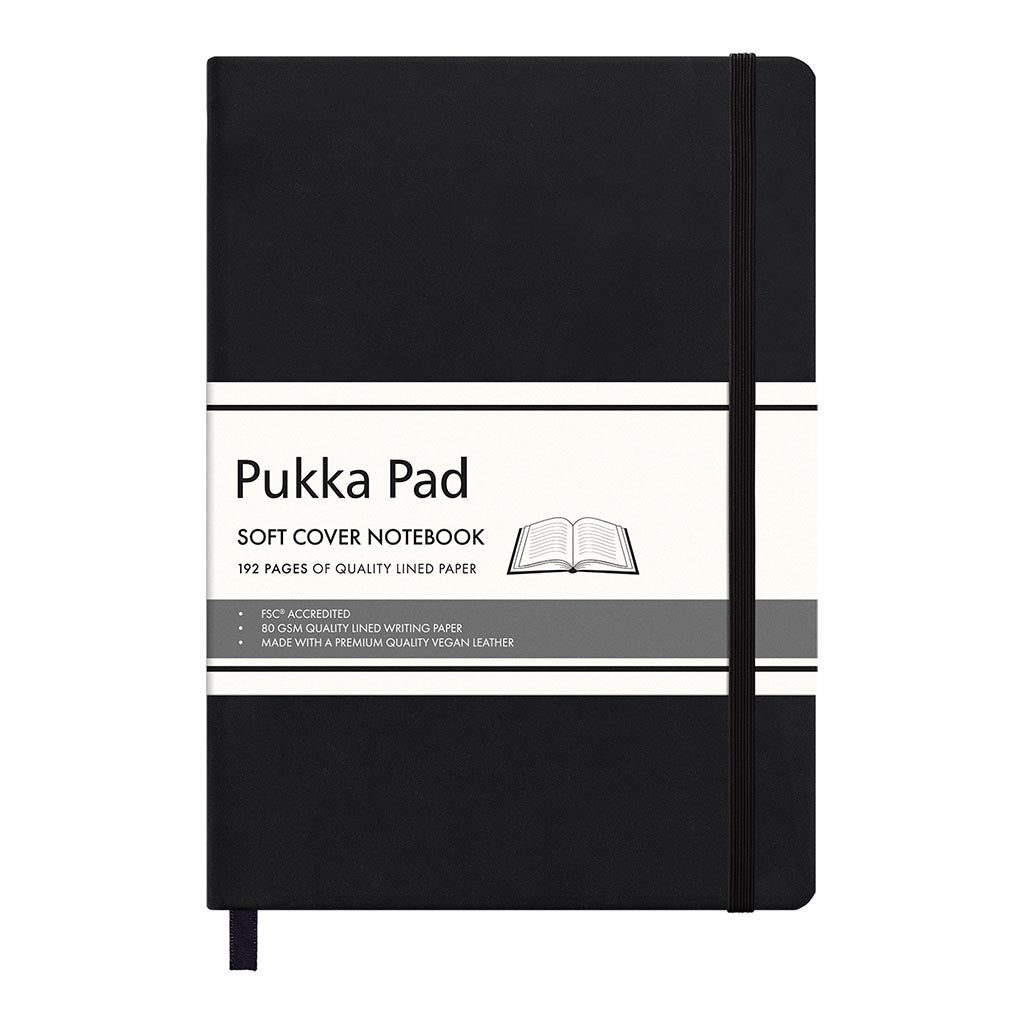 Pukka Soft Cover Lined Notebook 144 x 210mm Black