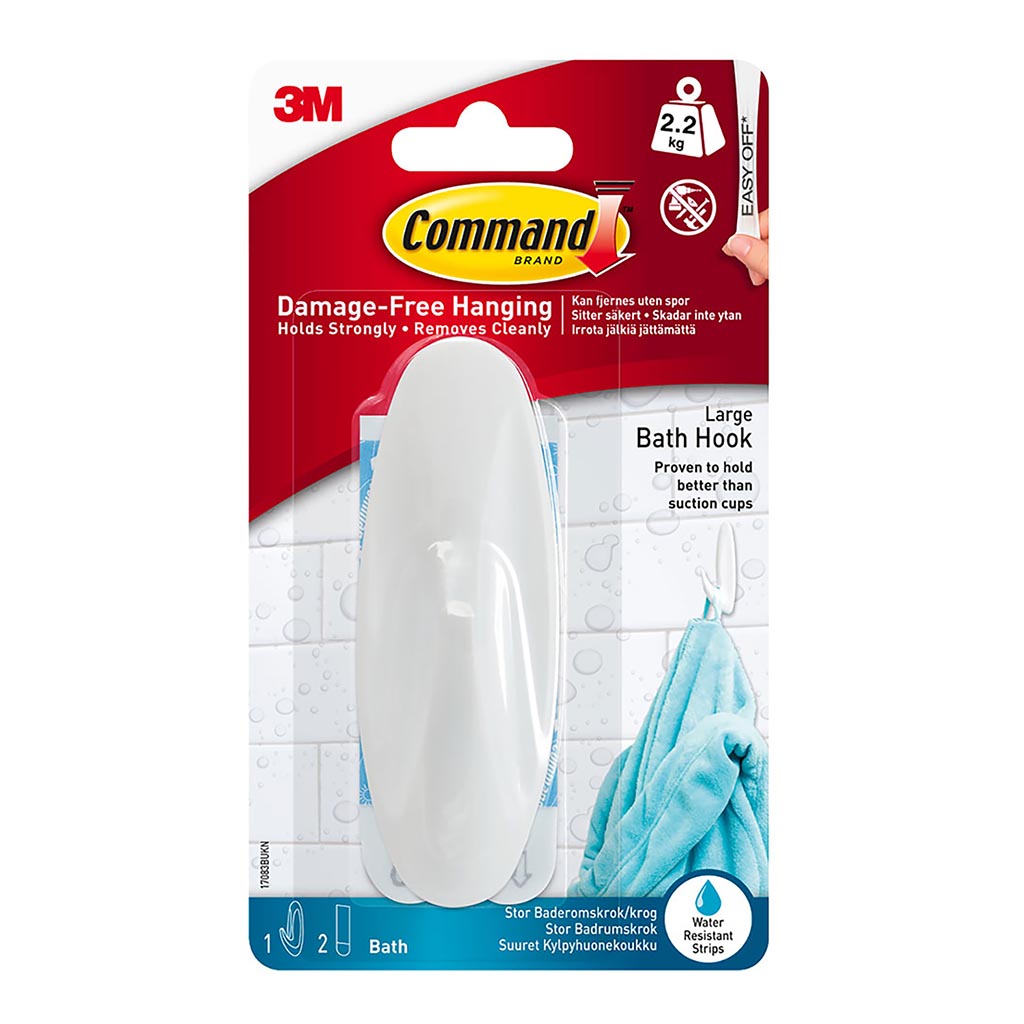 Command Bathroom Hook 17083B Large White