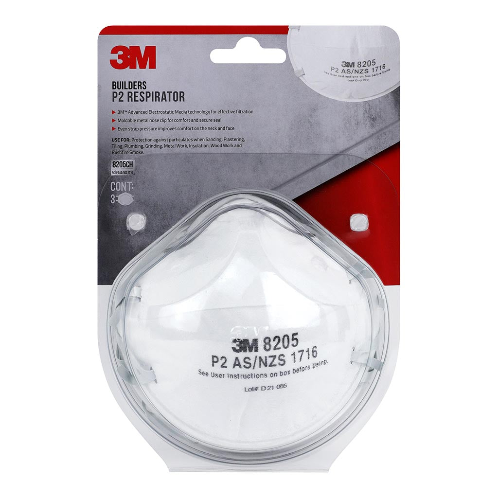 3M Builders Respirator P2 8205CH-3-DC, Pack of 3