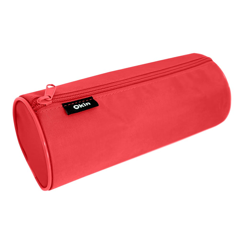 Okin Large Barrel Pencil Case Red 22x9cm