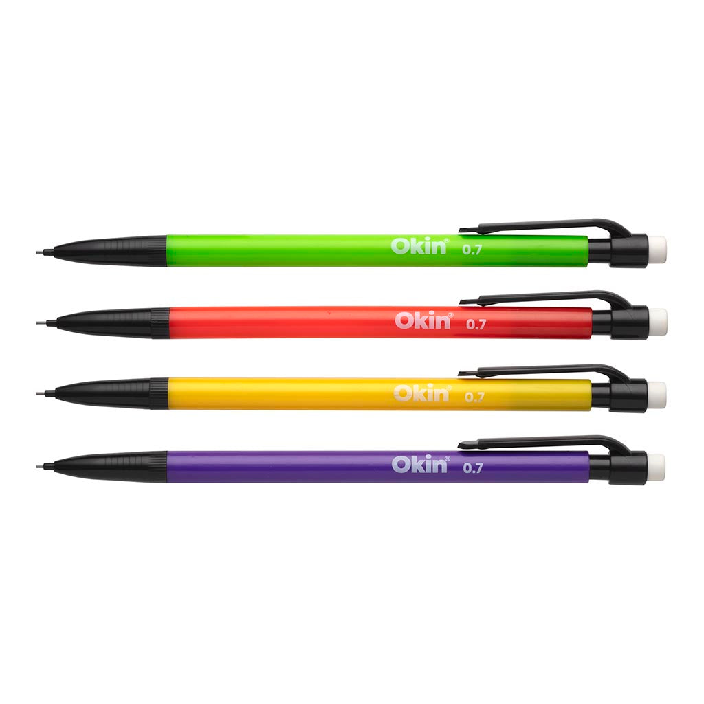 Okin Mechanical Pencil HB 0.7mm Assorted - Pack of 12