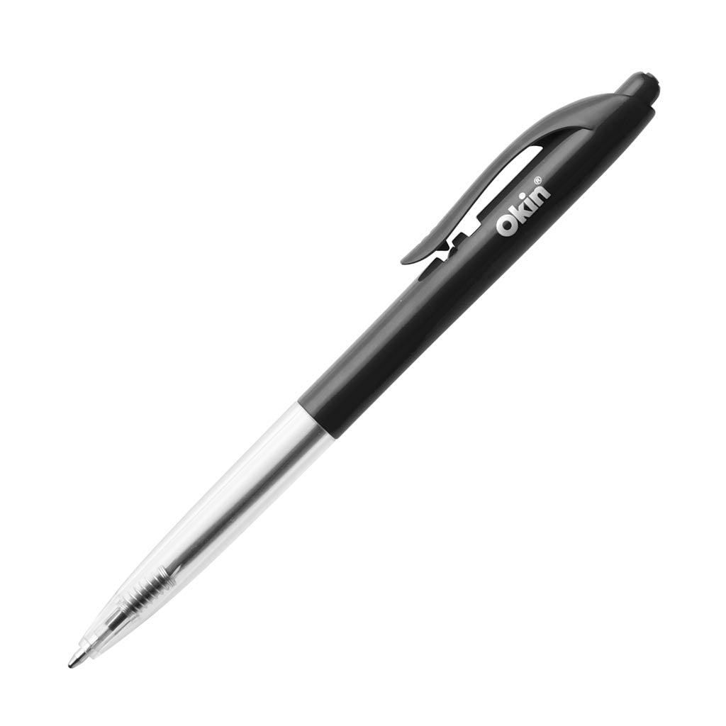 Okin Click Ballpoint Pen Medium Black, Pack of 10