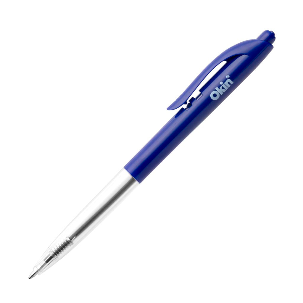 Okin Click Ballpoint Pen Medium Blue, Pack of 10