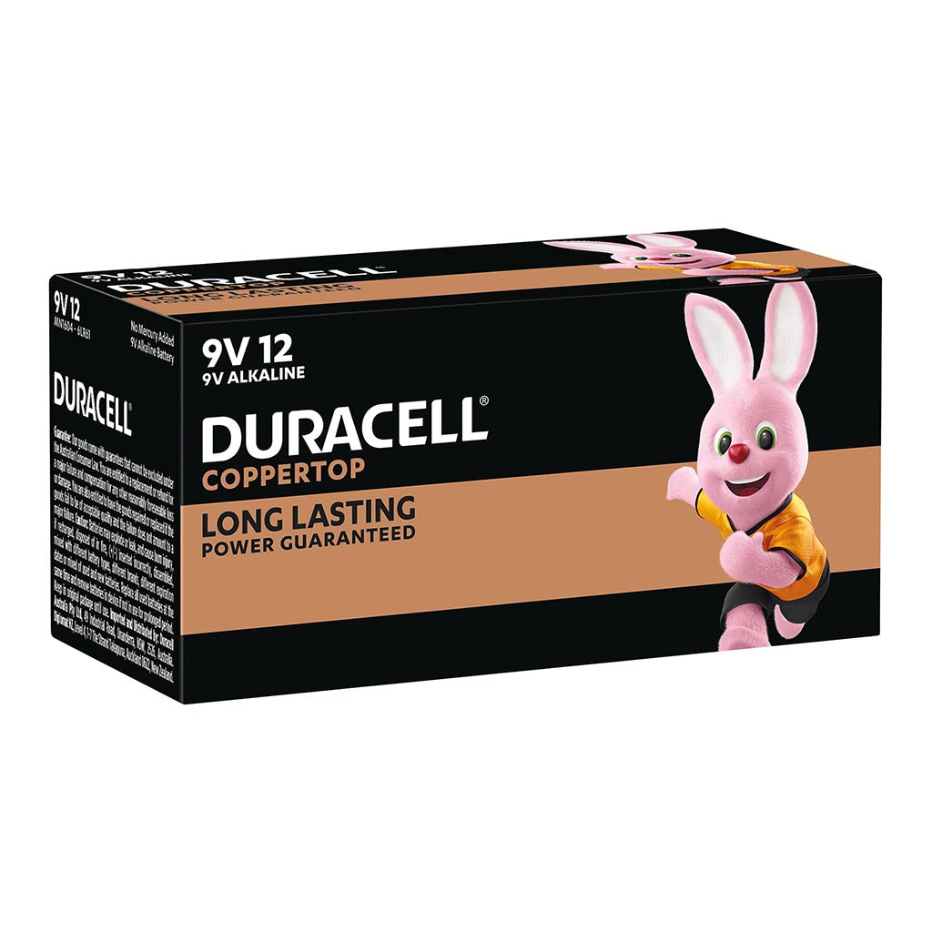 Duracell Coppertop Alkaline 9V Battery, Bulk Pack of 12