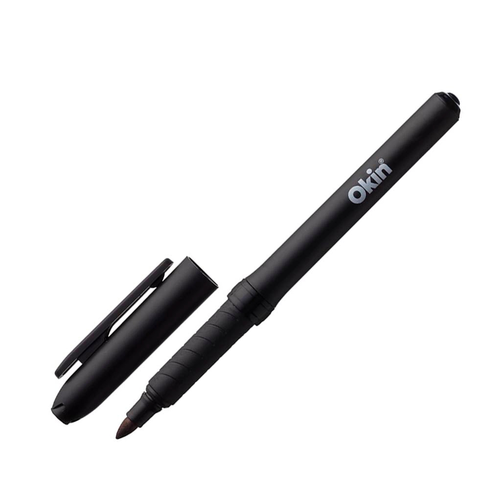 Okin Permanent Marker with Grip Fine Black - Pack of 12