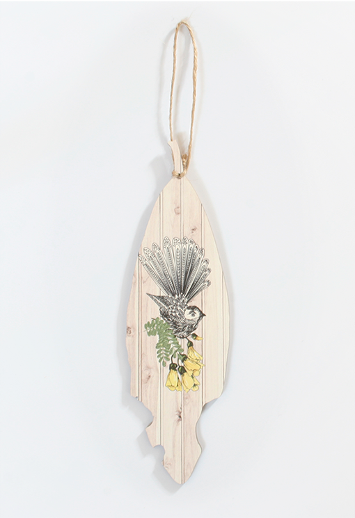 Alt text: "Wall art featuring Pohutukawa leaf design on 4mm pine veneer, ideal for indoor decor and thoughtful gifting."