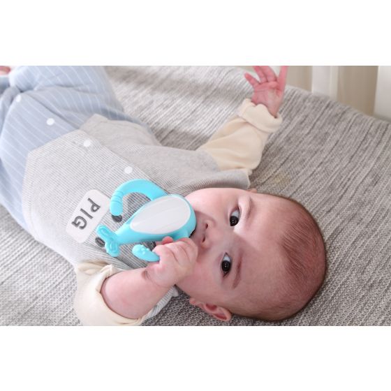 Nora Narwhal Silicone Teether - Light Blue - Smily Mia