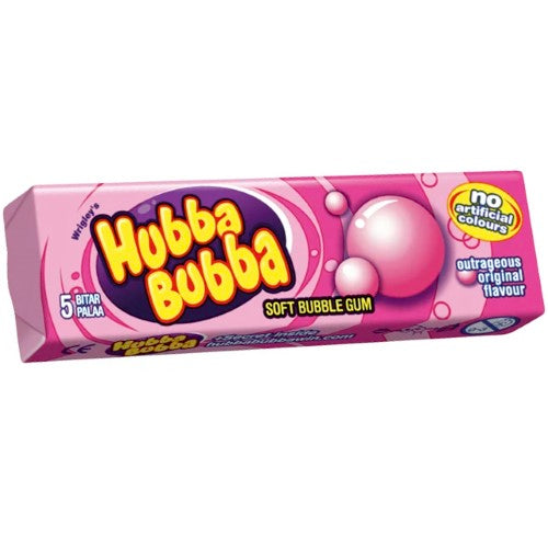 Pack of 20 Hubba Bubba Original bubble gum sticks, each 35g, perfect for chewy, flavorful fun.