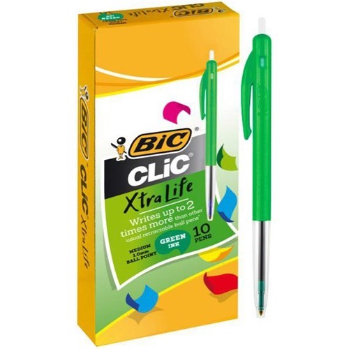 Bic ‘Clic’ Pen Green ( 10 Pack )