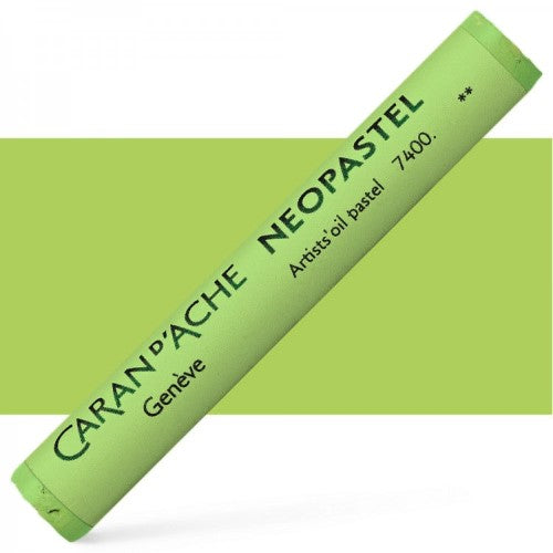 Set of 3 Caran d'Ache Neopastel oil pastels in vibrant Yell.Green, ideal for blending and versatile artistic techniques.