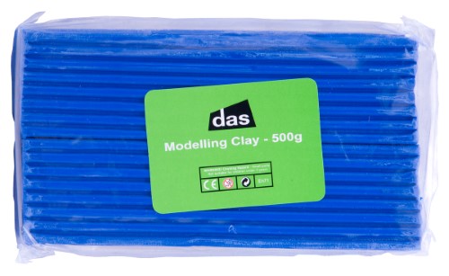 Bright blue Das Modelling Clay 500g, soft and pliable for diverse creative projects, easy to reshape and reusable.