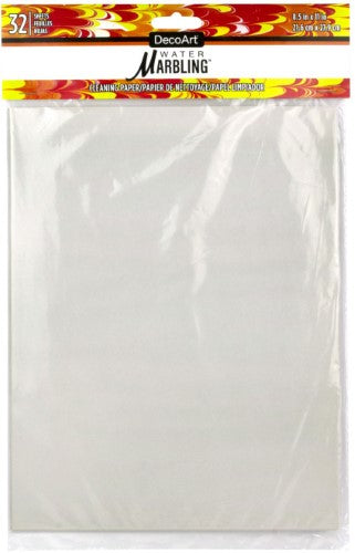 Decoart Water-Marbling Cleaning Paper: 32 absorbent sheets for easy clean-up during water marbling art projects.