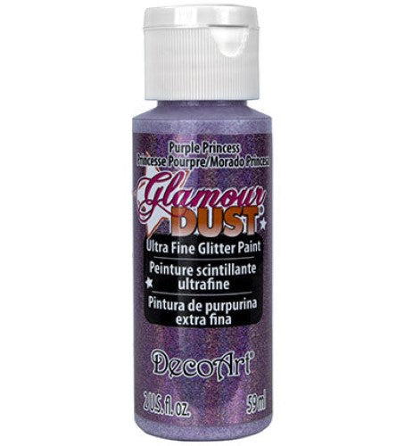 Decoart Purple Princess Glitter Paint in 2oz bottle, featuring vibrant purple glitter for dazzling arts and crafts projects.