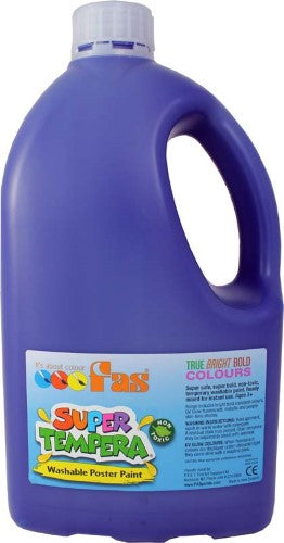 Fas Super Tempera 2ltr Violet paint, vibrant and non-toxic, ideal for art education, large-area work, and color mixing.