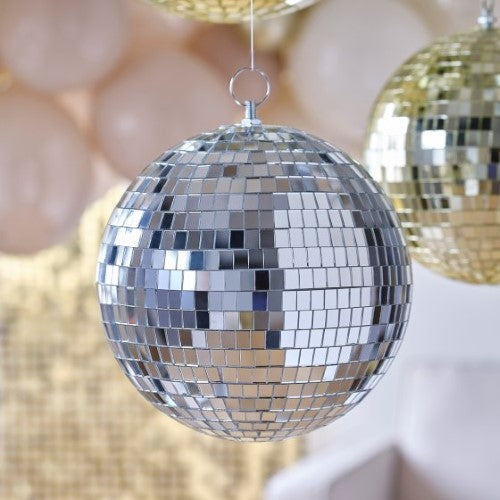 Gold Party Silver Disco Ball Medium