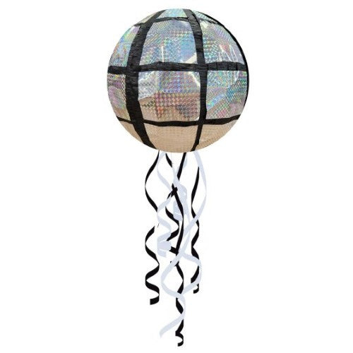 Colorful 3D disco ball pull string piñata, 30cm cube, perfect for festive celebrations and parties.