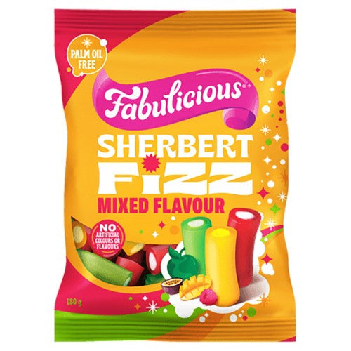 RJ’s Fabulicious Mixed Flavour Fizz 180g ( 12 Pack )