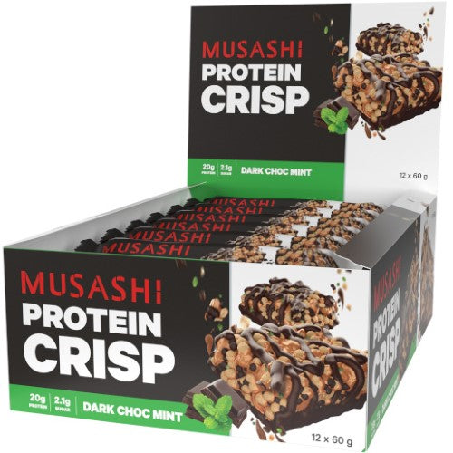Musashi Protein Crisp Dark Choc Mint 60g ( 12 Pack )