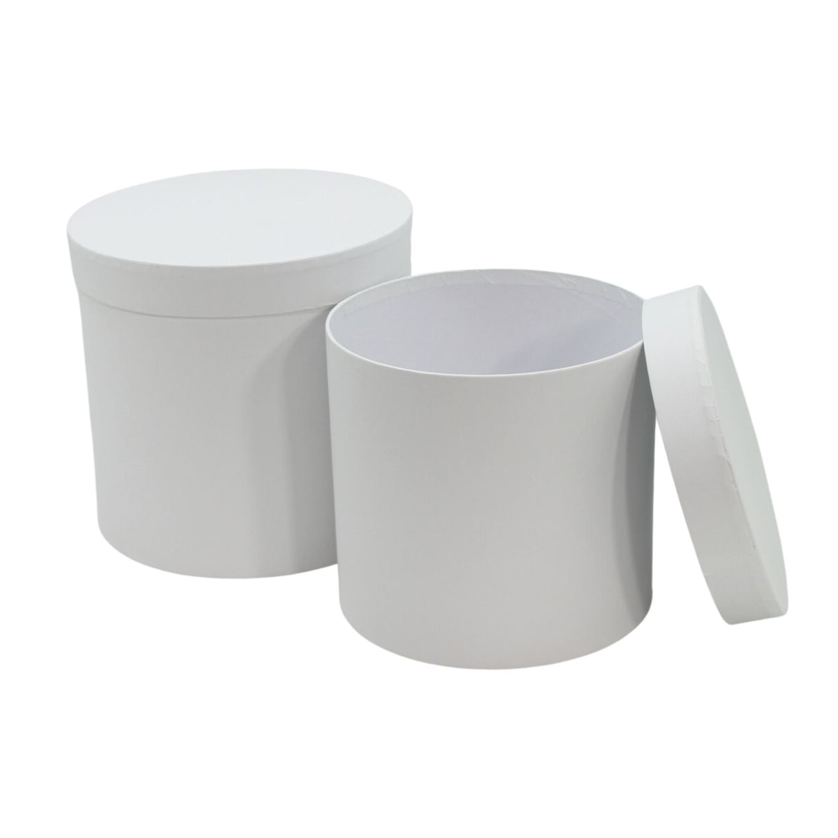 Matte White Flower Hat Box Set of 2