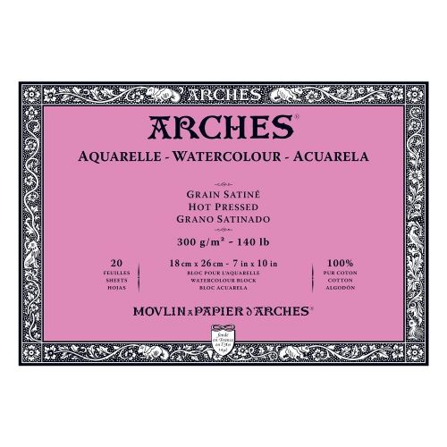 Arches Water Colour Blocks, 18 x 26cm, 300gsm artist-quality paper with 20 sheets, ideal for vibrant watercolor art.