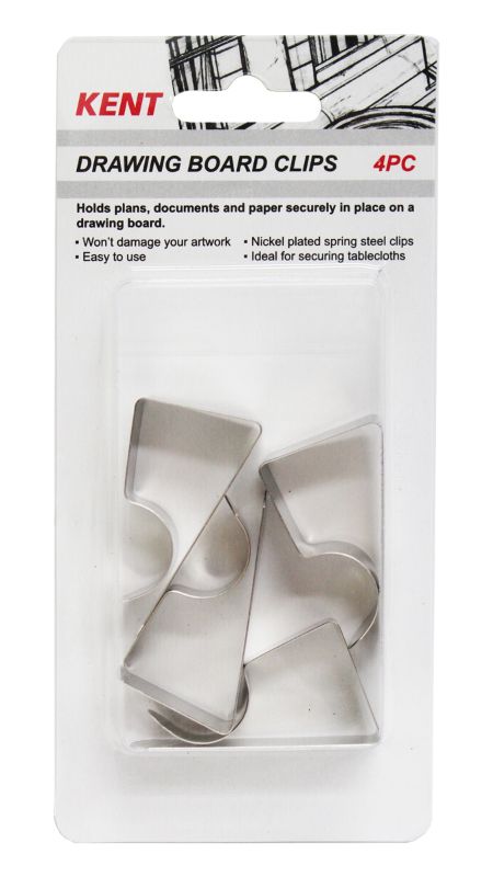Kent Drawing Board Clips (Pack of 4)