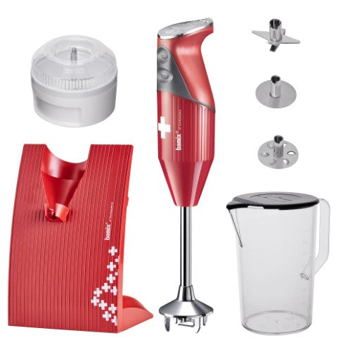 Bamix SwissLine Immersion Blender 200W Red with Swiss Flag