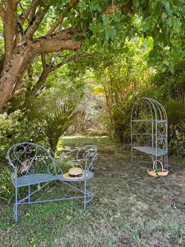 Outdoor Metal Love Seat Bench Belle Époque Grey 111cm