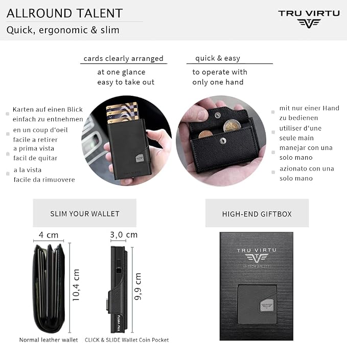 Card Case - Tru Virtu Coin Nappa (Black/Black)