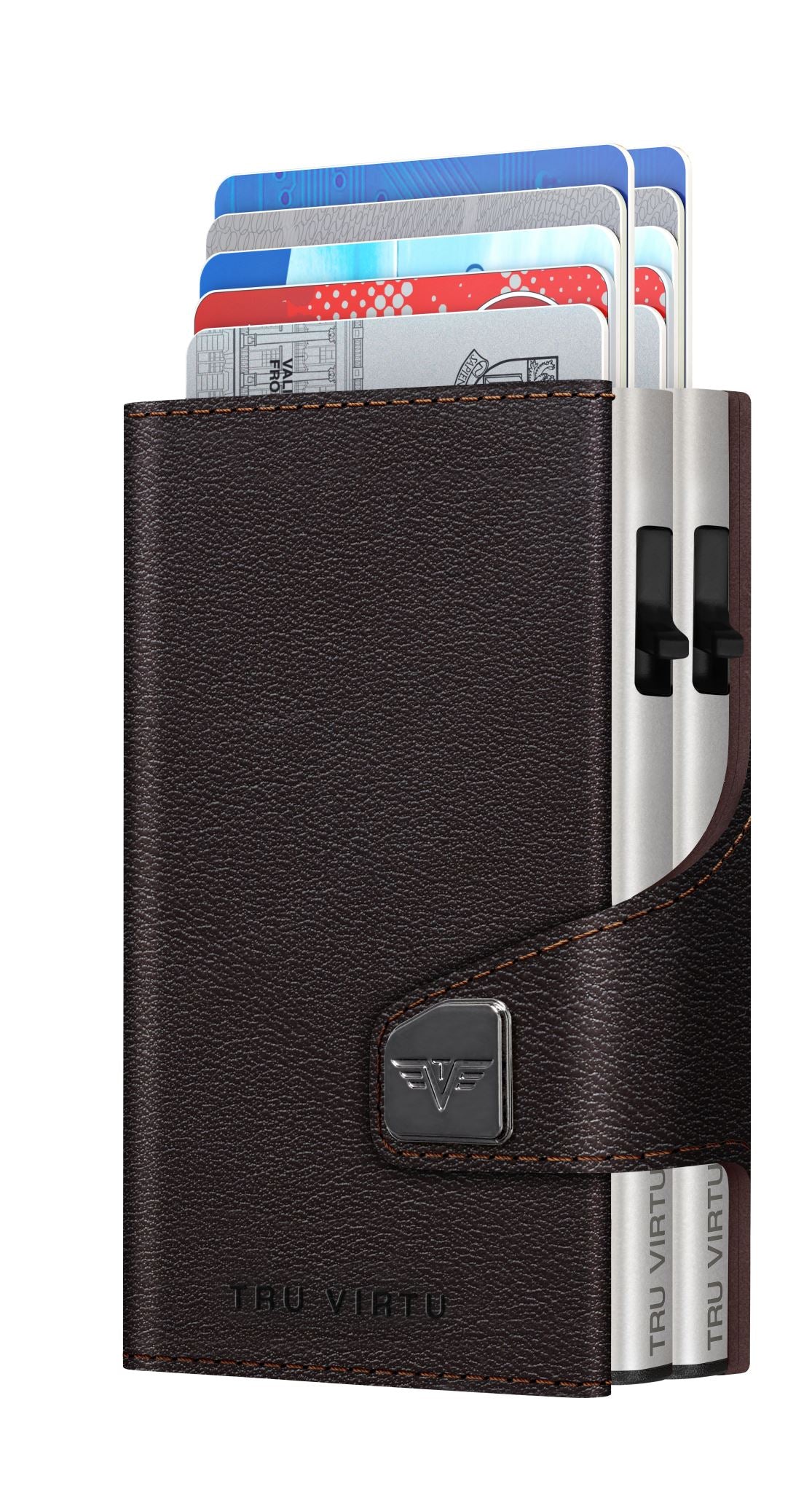 Double Card Case - Tru Virtu Nappa (Brown/Silver)