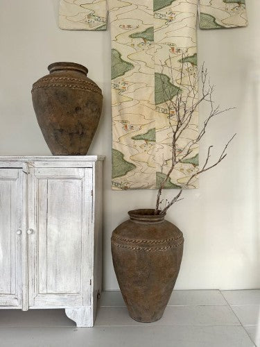 Terracotta Lombok Beaded Urn Antique Medium 40 x 50cm