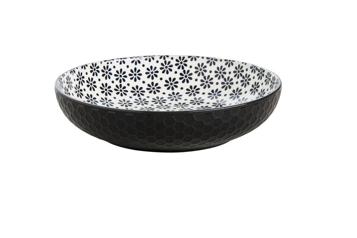 Pasta Bowl - Wilkie Brothers Monochrome Flower (21 x 5cm)