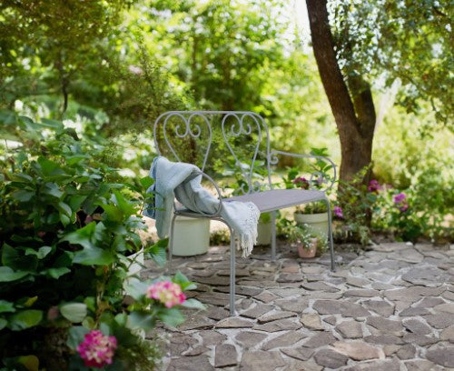 Outdoor Metal Garden Bench Belle Époque Grey 101cm