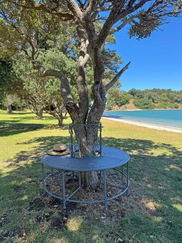Outdoor Metal Tree Bench Belle Époque Grey 120cm