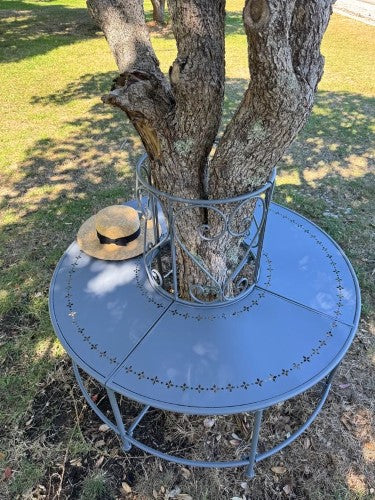 Outdoor Metal Tree Bench Belle Époque Grey 120cm