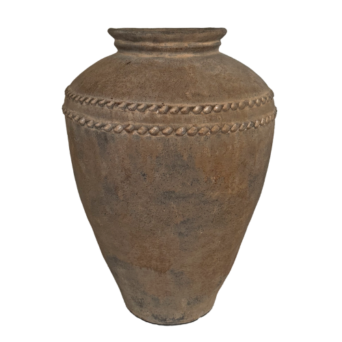 Terracotta Lombok Beaded Urn Antique Large 45 x 60cm