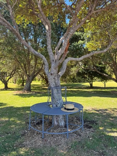 Outdoor Metal Tree Bench Belle Époque Grey 120cm