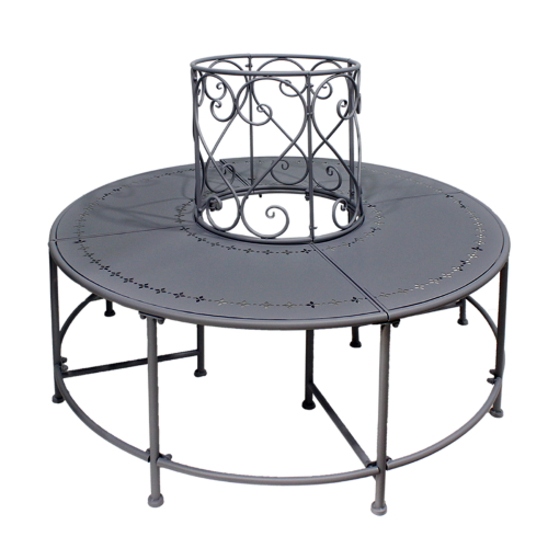 Outdoor Metal Tree Bench Belle Époque Grey 120cm