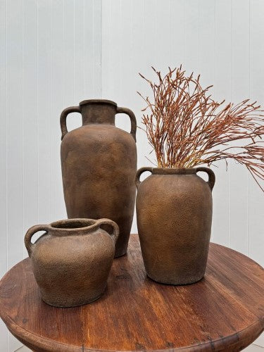 Terracotta Lombok Hudson Vase Small Leather-Look Finish