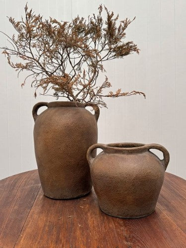 Terracotta Lombok Hudson Vase Small Leather-Look Finish