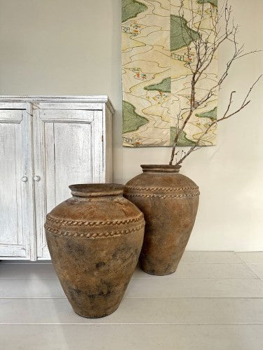 Terracotta Lombok Beaded Urn Antique Medium 40 x 50cm