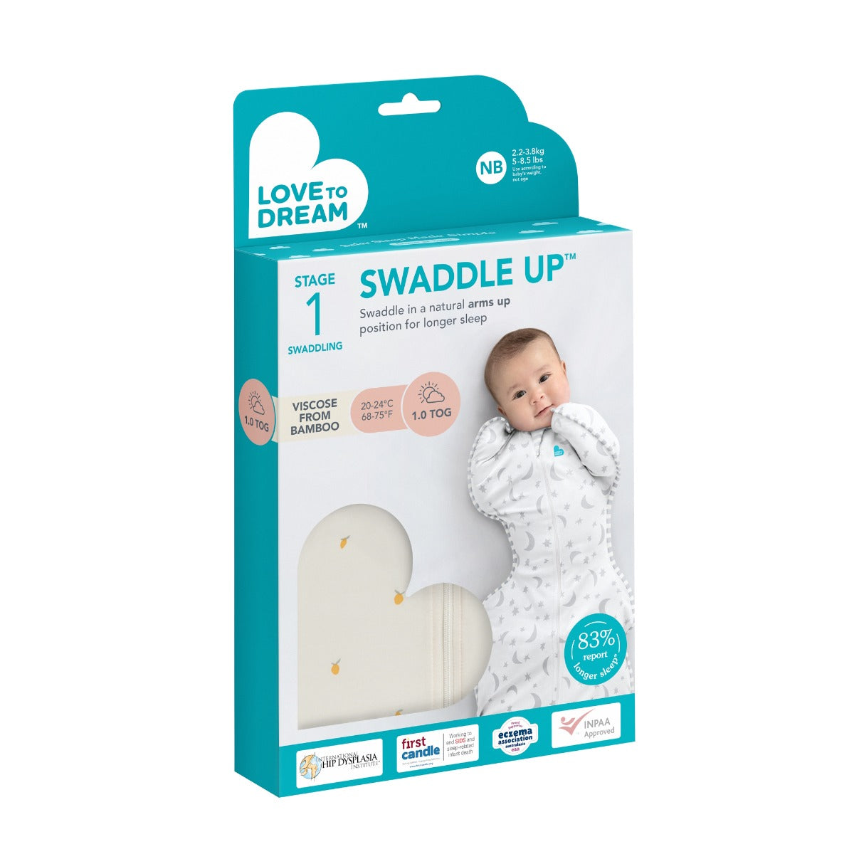 Love to Dream Swaddle Up™ Bamboo 1.0 TOG - Lemons - Small
