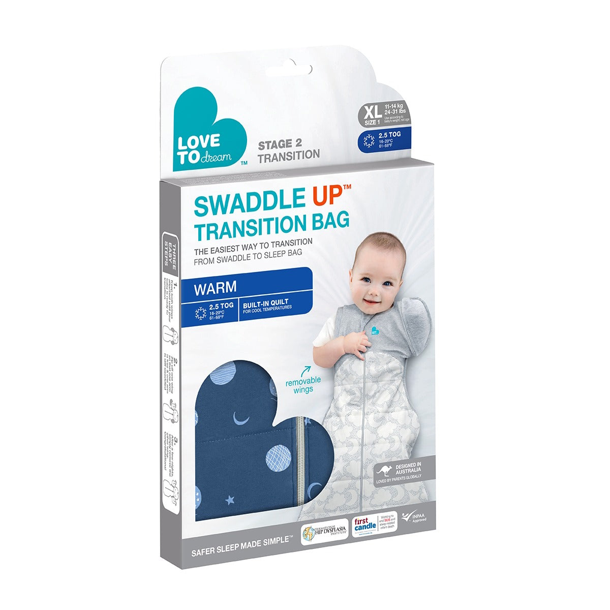 Swaddle Up™ Transition Bag Warm 2.5 TOG - Little Dreamer Denim - Newborn