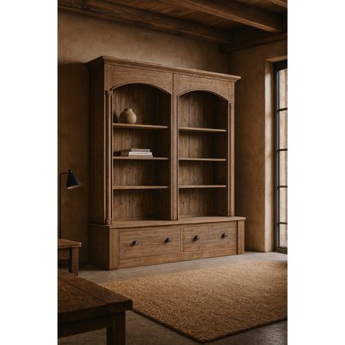 HEARTSIDE ARCH TOP BOOKCASE - RECLAIMED ELM