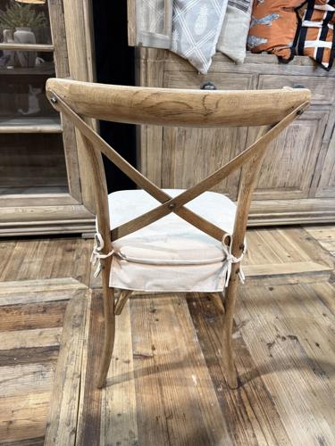 FLORIN ELM CROSS BACK CHAIR W/ WHITE CUSHION - RECLAIMED ELM